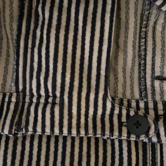 Madewell Black & Cream Striped Miniskirt Sz 10 - Picture 9 of 14